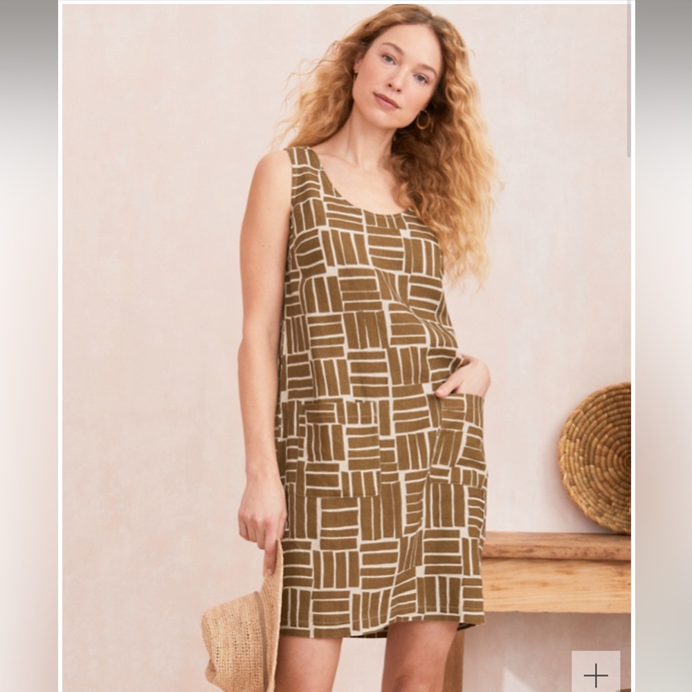Garnet Hill Minka Linen Shift Sleeveless Dress Large